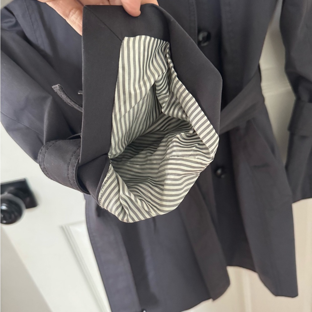 EUC Banana Republic Slate Blue Trench Coat Petite Small - Picture 6 of 6